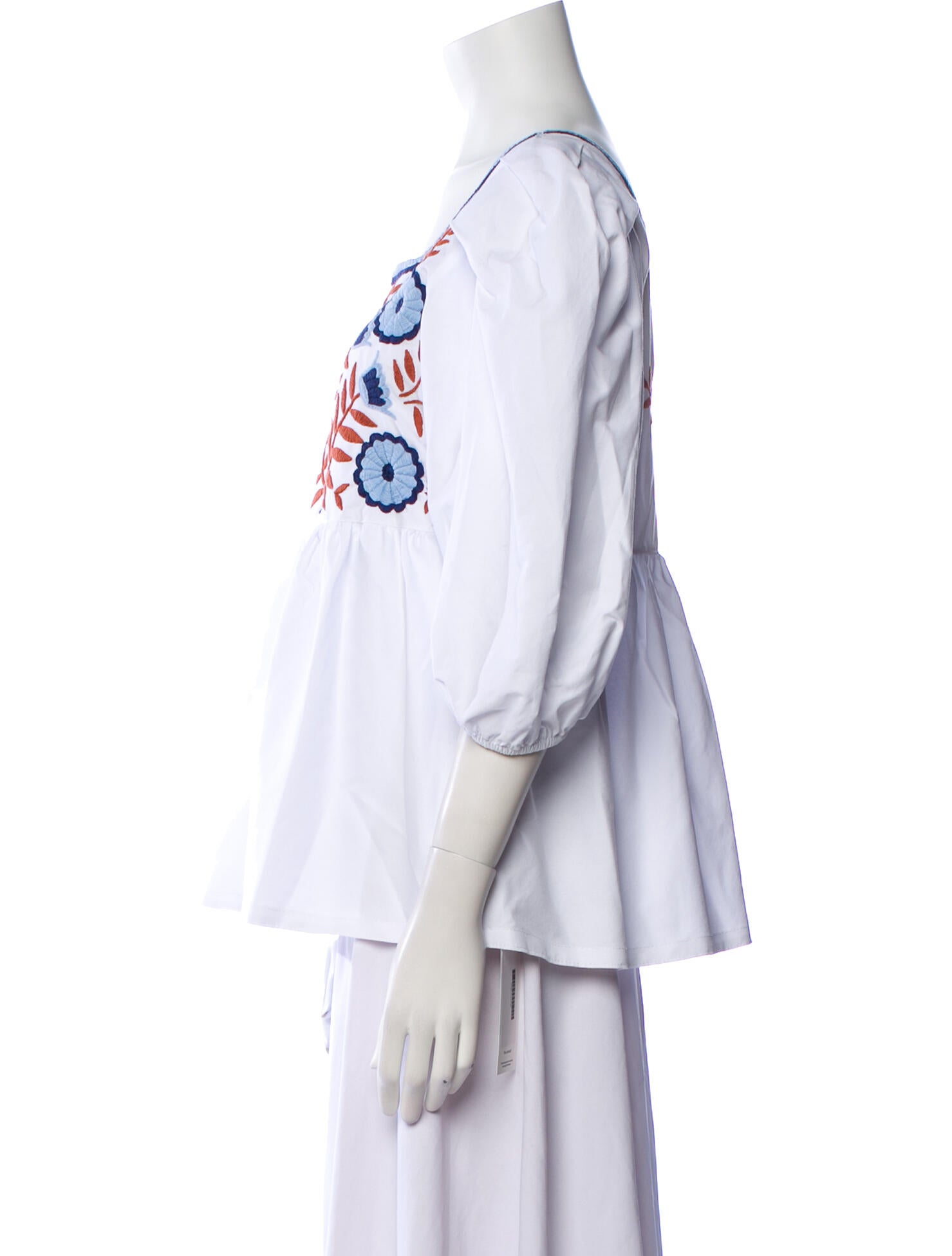 Mi Golondrina Printed Square Neckline Blouse