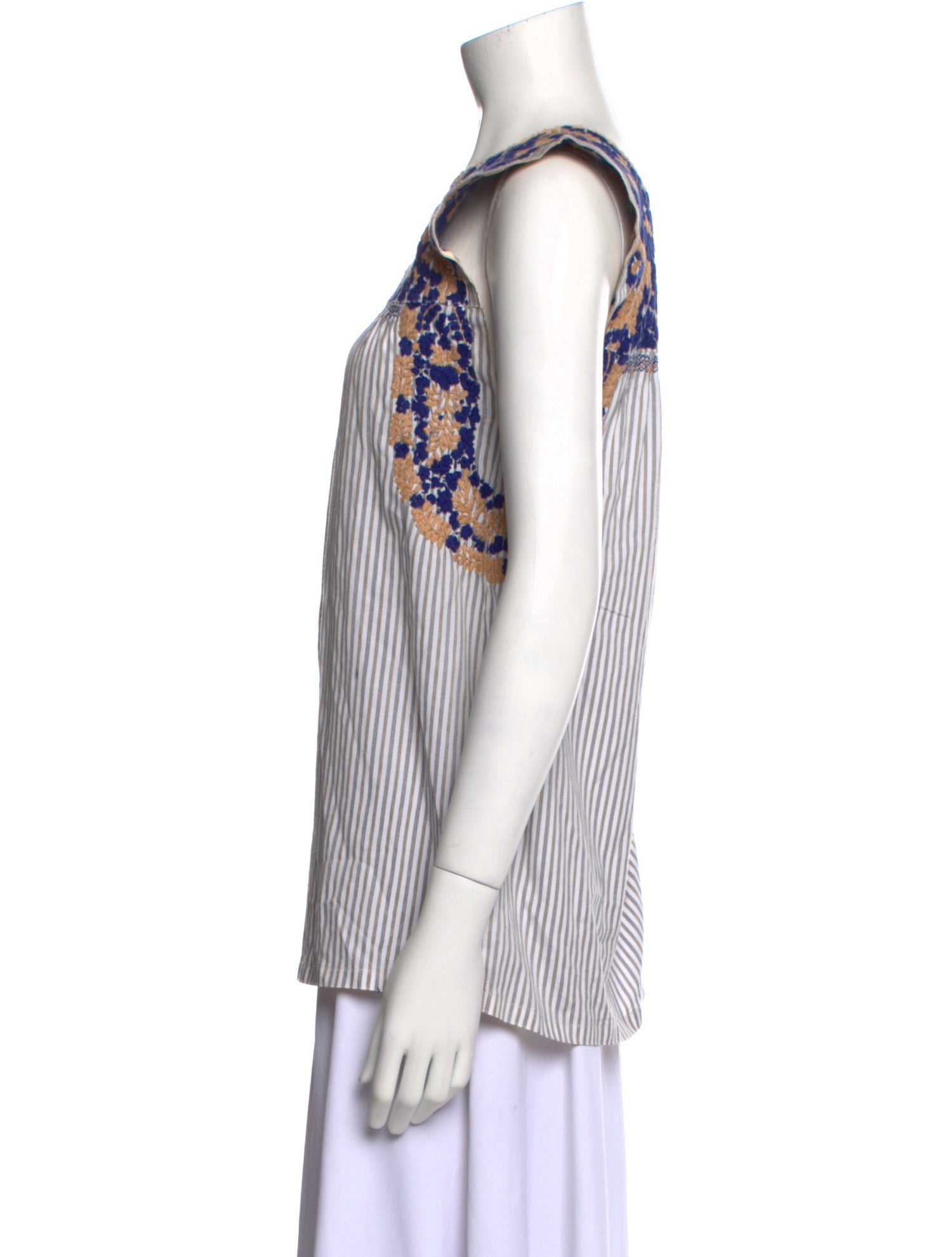 Mi Golondrina Striped Square Neckline Blouse