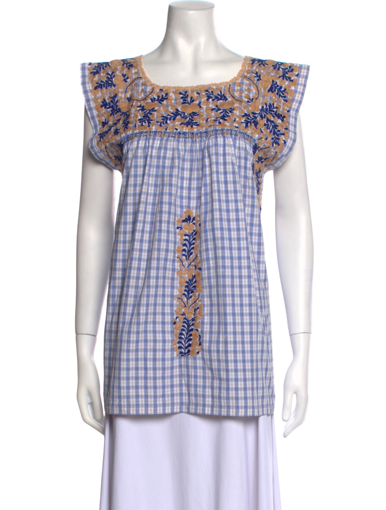 Mi Golondrina Printed Square Neckline Top