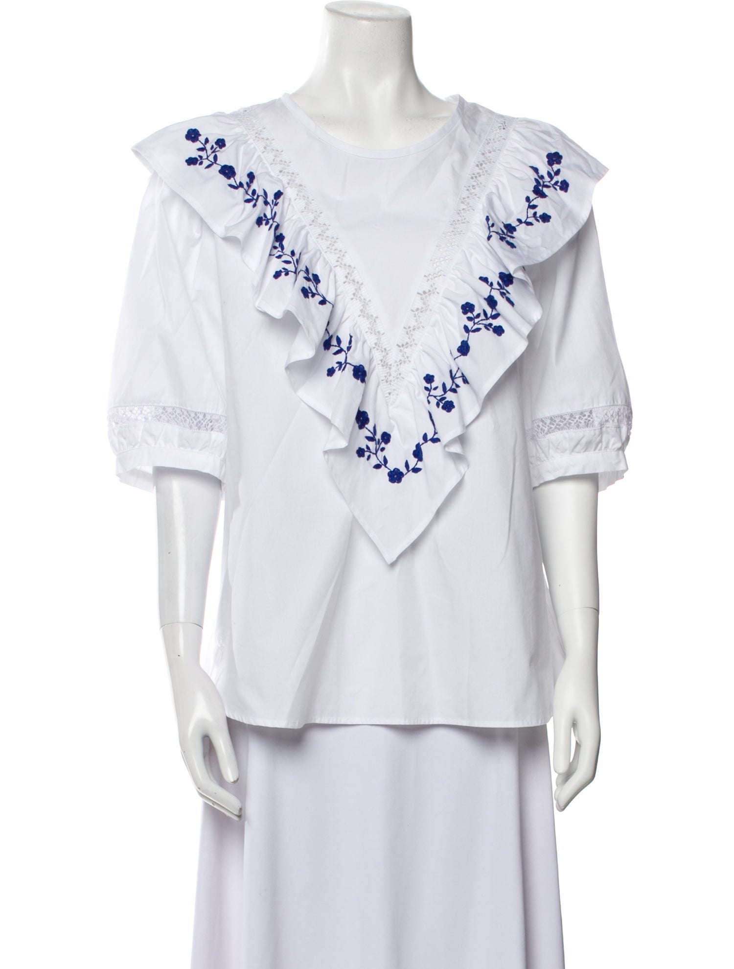 Mi Golondrina V-Neck Three-Quarter Sleeve Blouse