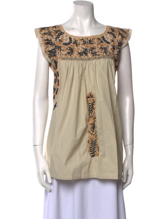 Mi Golondrina Printed Scoop Neck Top