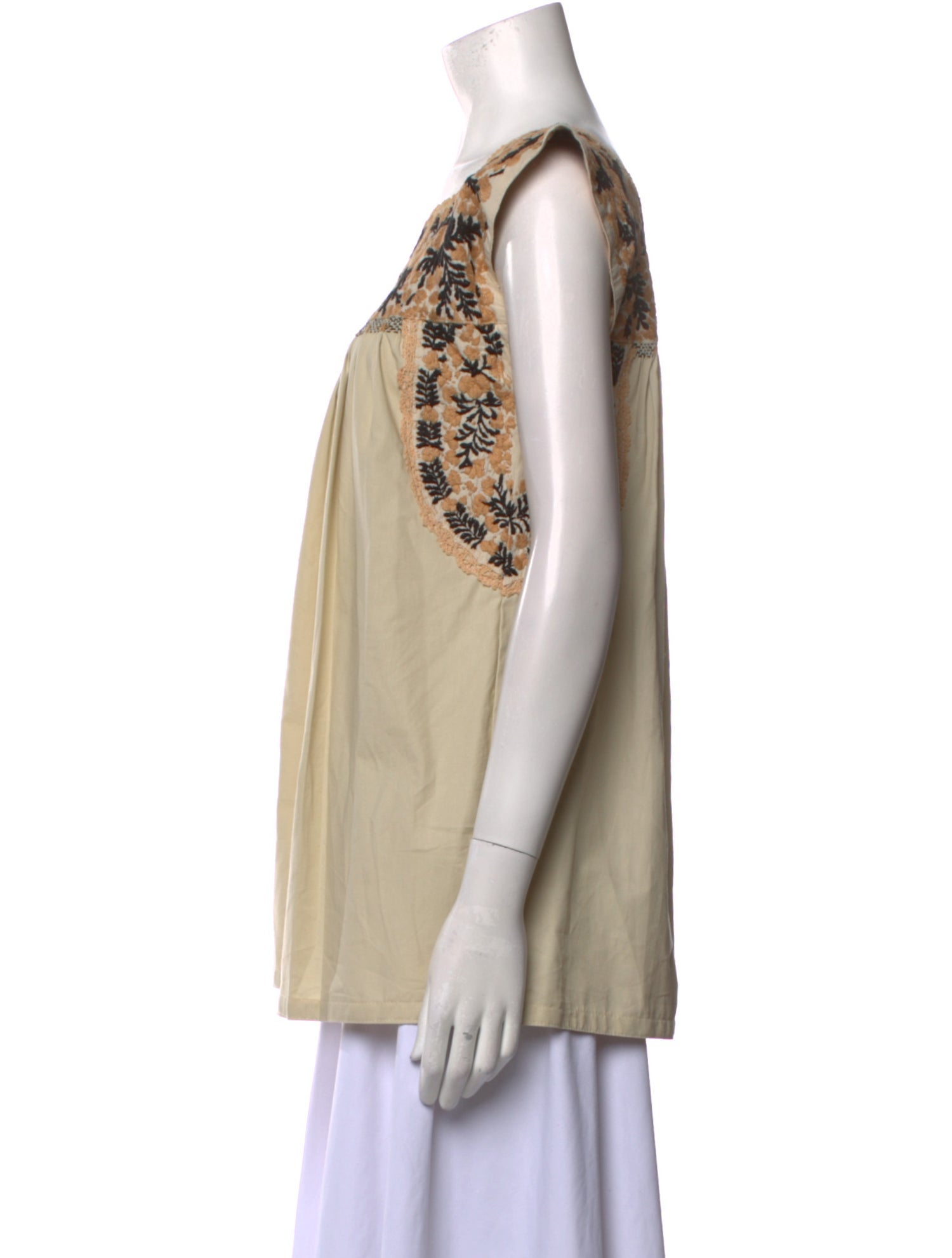 Mi Golondrina Printed Scoop Neck Top