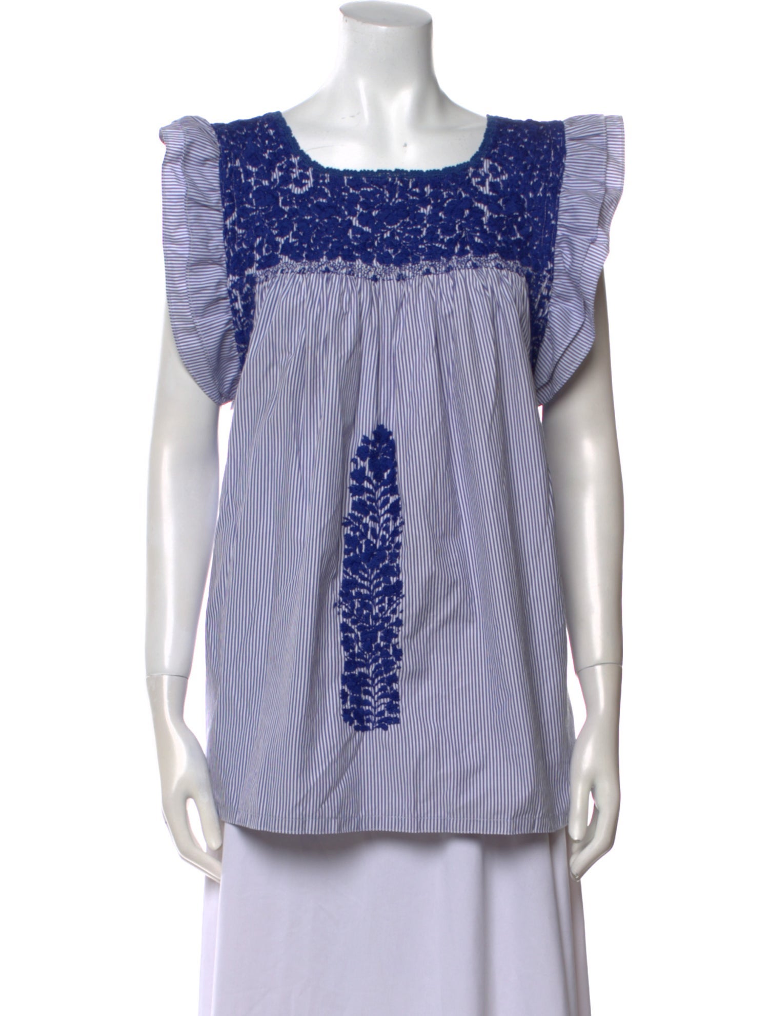 Mi Golondrina Striped Square Neckline Top