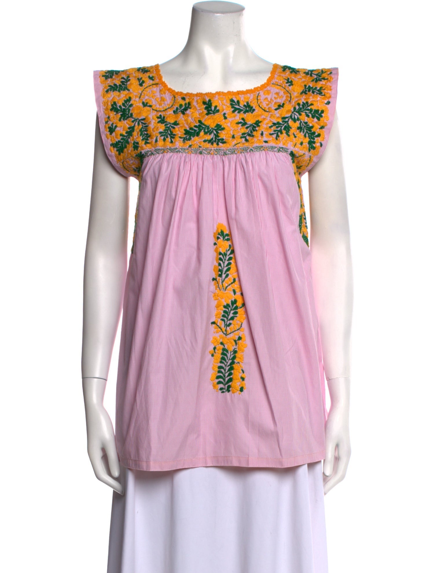 Mi Golondrina Printed Square Neckline Top