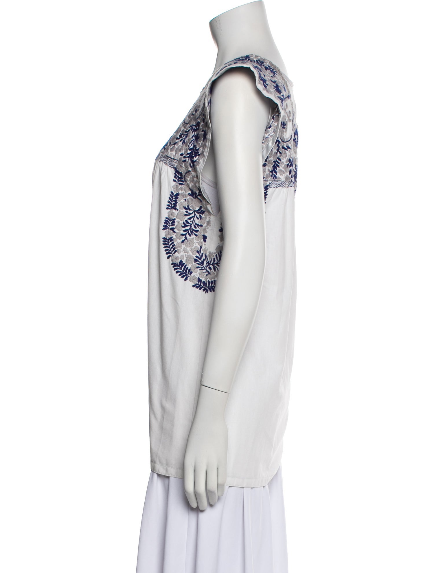 Mi Golondrina Printed Square Neckline Blouse