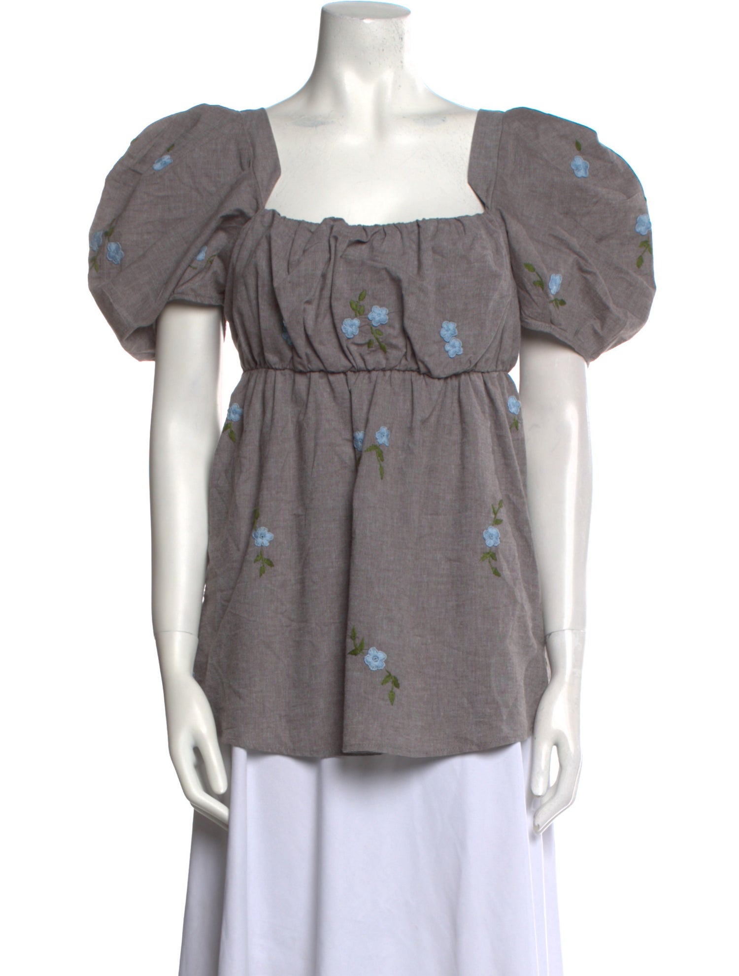 Mi Golondrina Square Neckline Short Sleeve Blouse