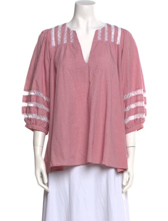 Mi Golondrina Striped V-Neck Blouse