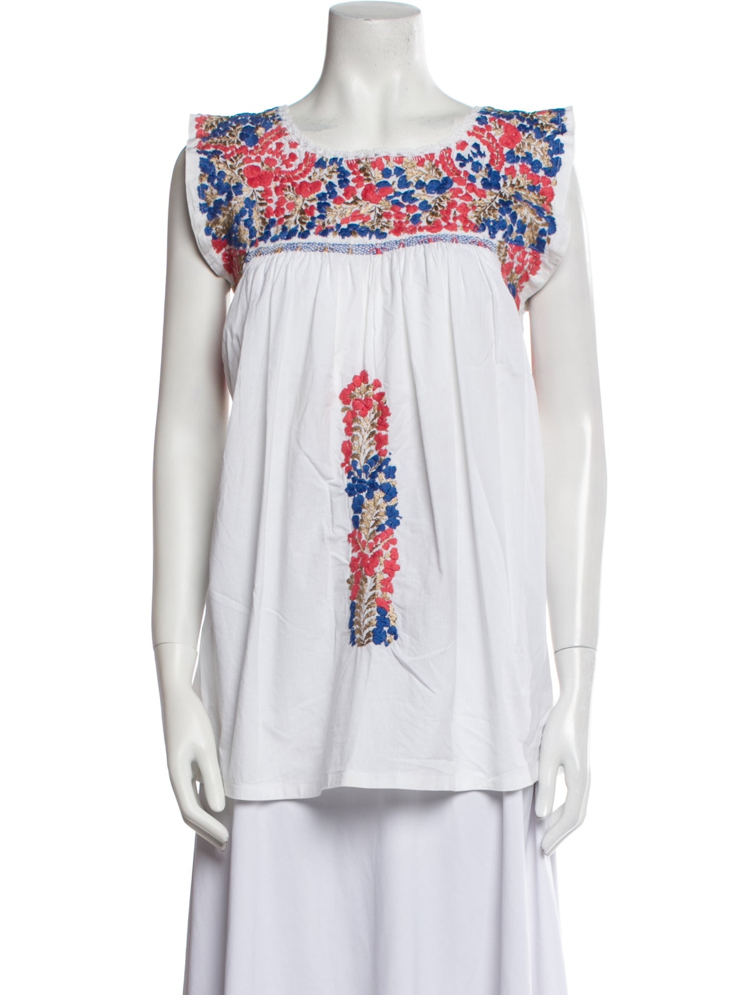 Mi Golondrina Printed Scoop Neck Top