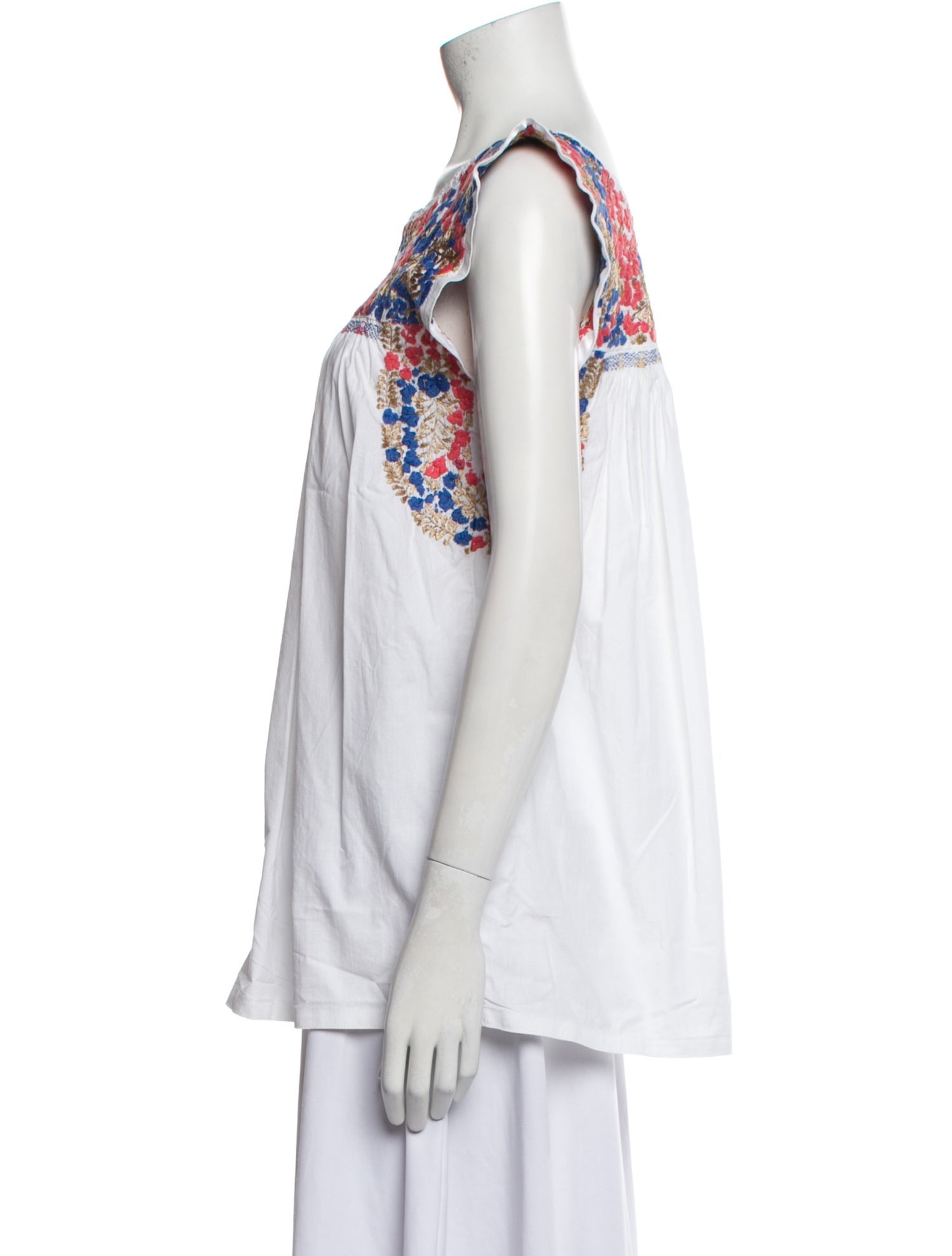 Mi Golondrina Printed Scoop Neck Top