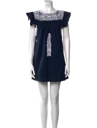 Mi Golondrina Scoop Neck Mini Dress