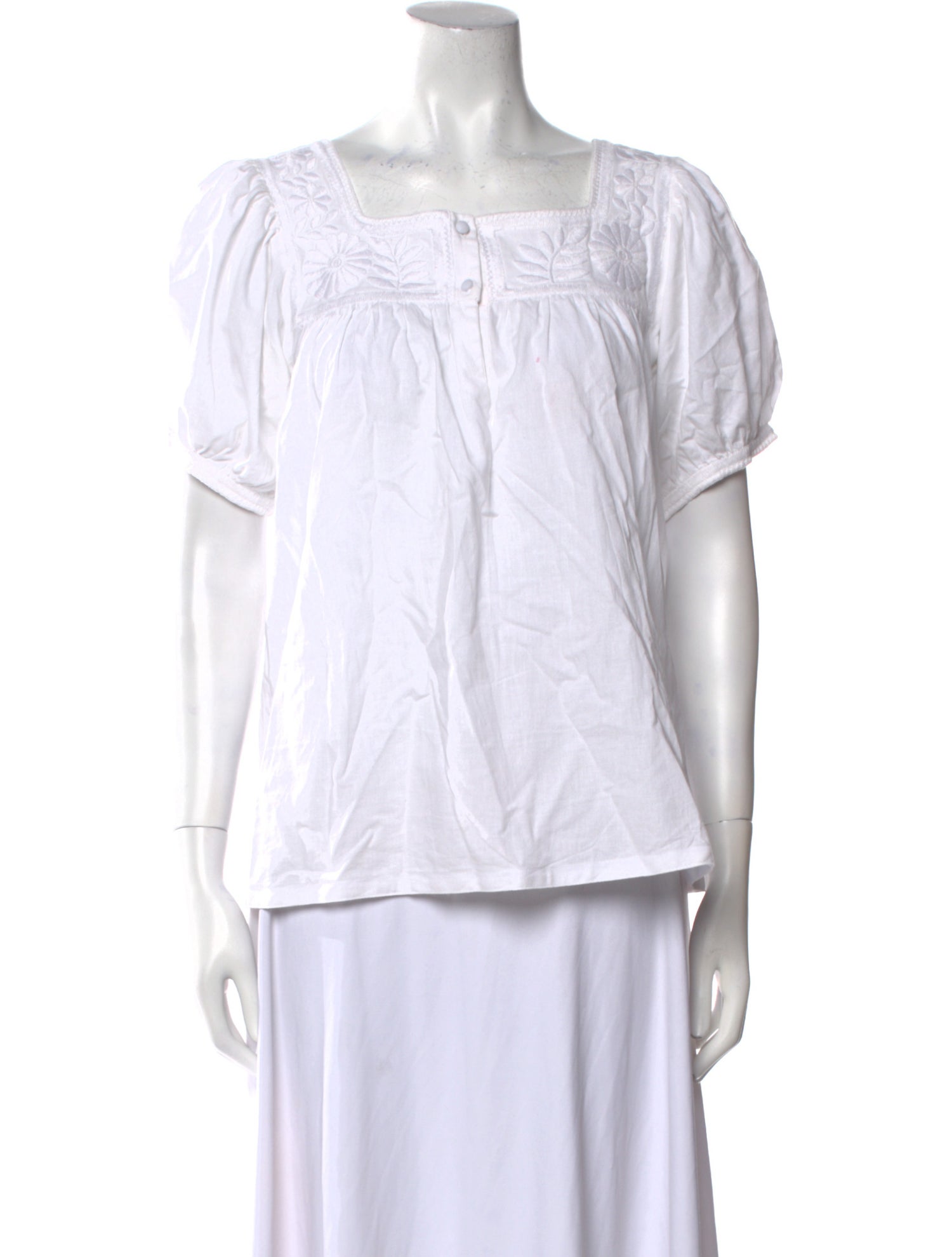 Mi Golondrina Square Neckline Short Sleeve Top