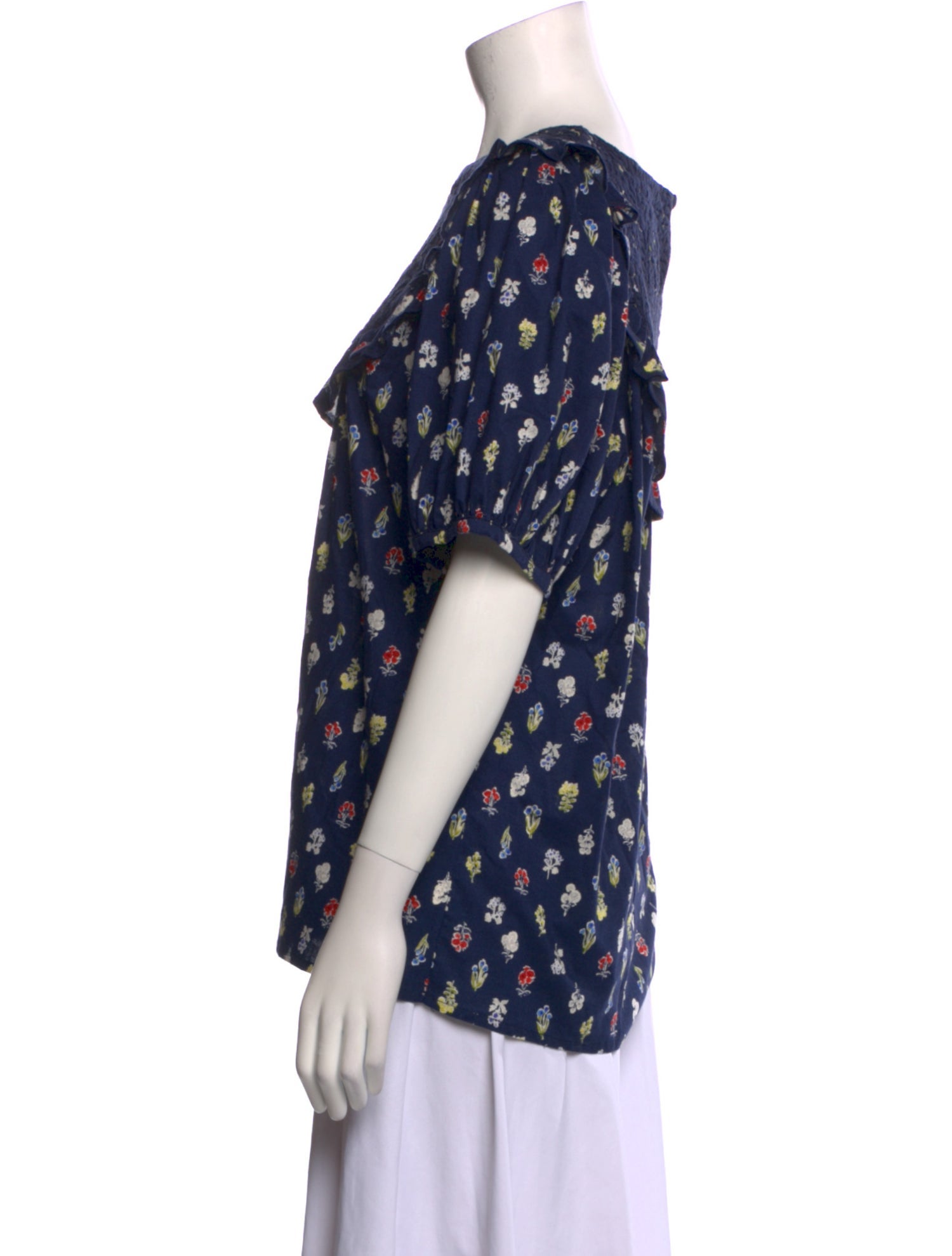 Mi Golondrina Floral Print Crew Neck Blouse