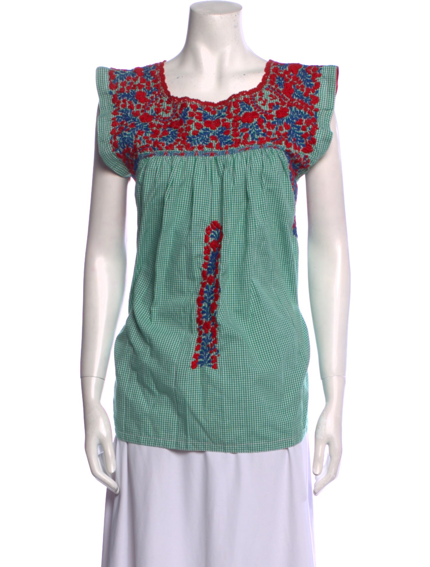 Mi Golondrina Printed Square Neckline Top