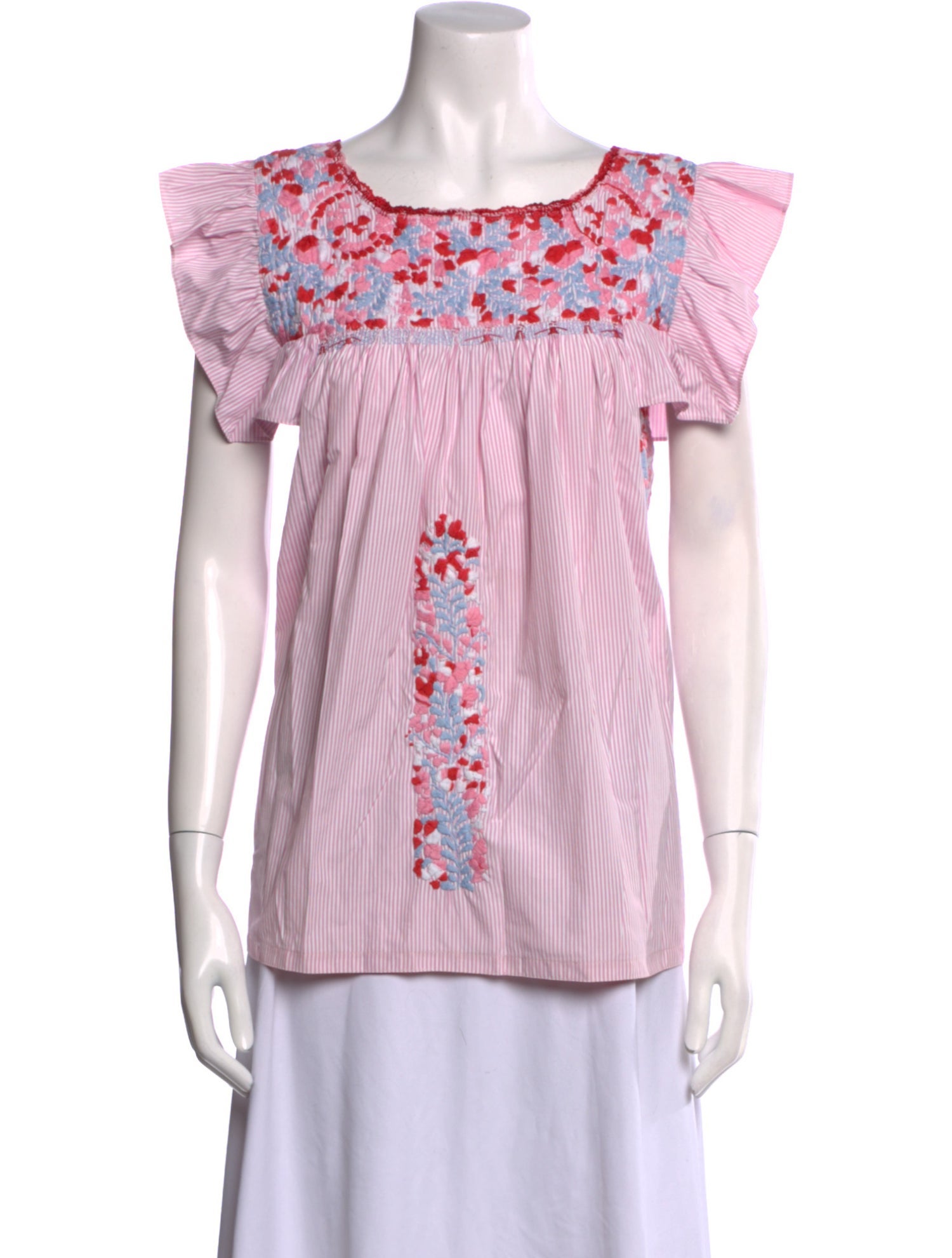 Mi Golondrina Printed Bateau Neckline Top