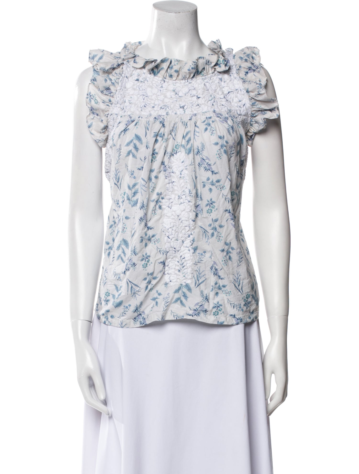 Mi Golondrina Floral Print Mock Neck Blouse