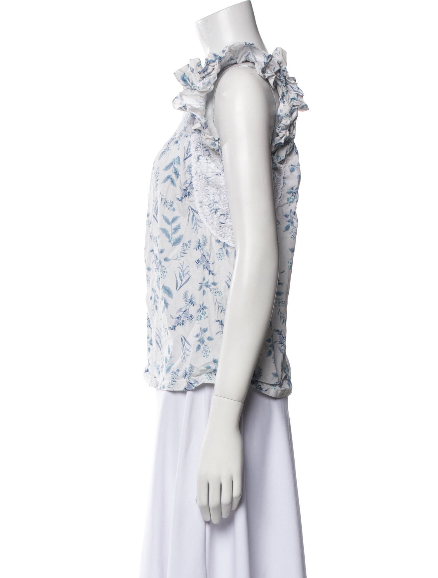 Mi Golondrina Floral Print Mock Neck Blouse