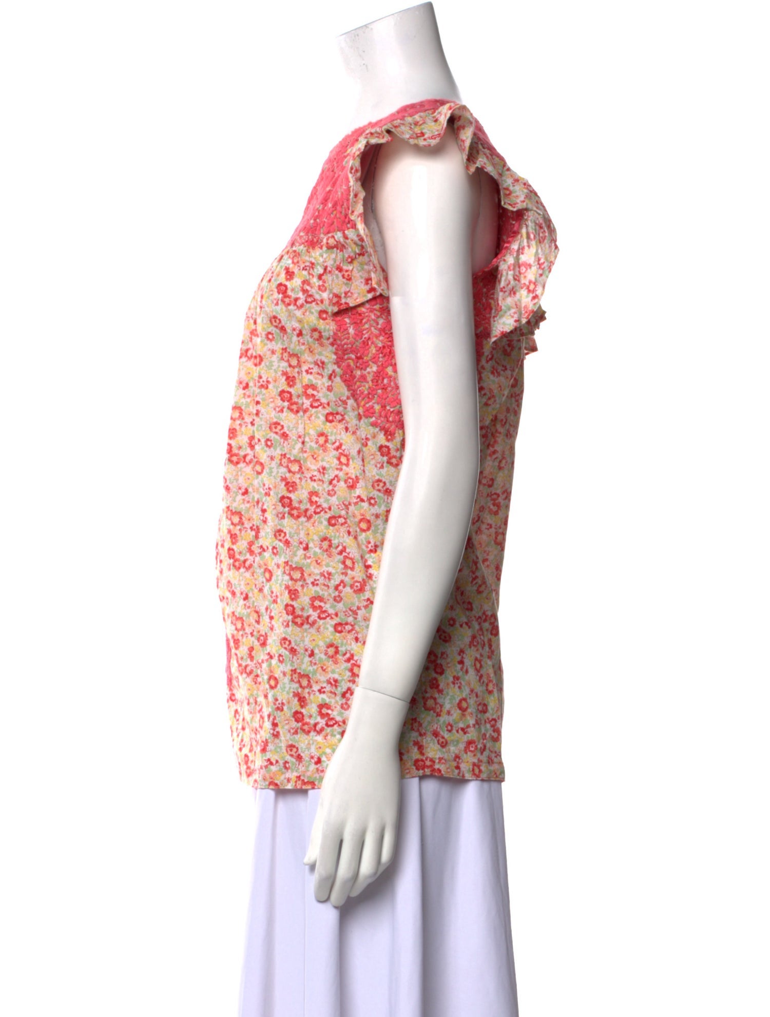 Mi Golondrina Floral Print Crew Neck Blouse