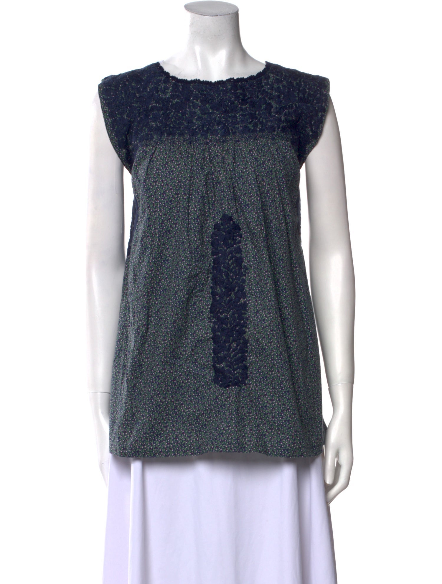 Mi Golondrina Printed Crew Neck Top