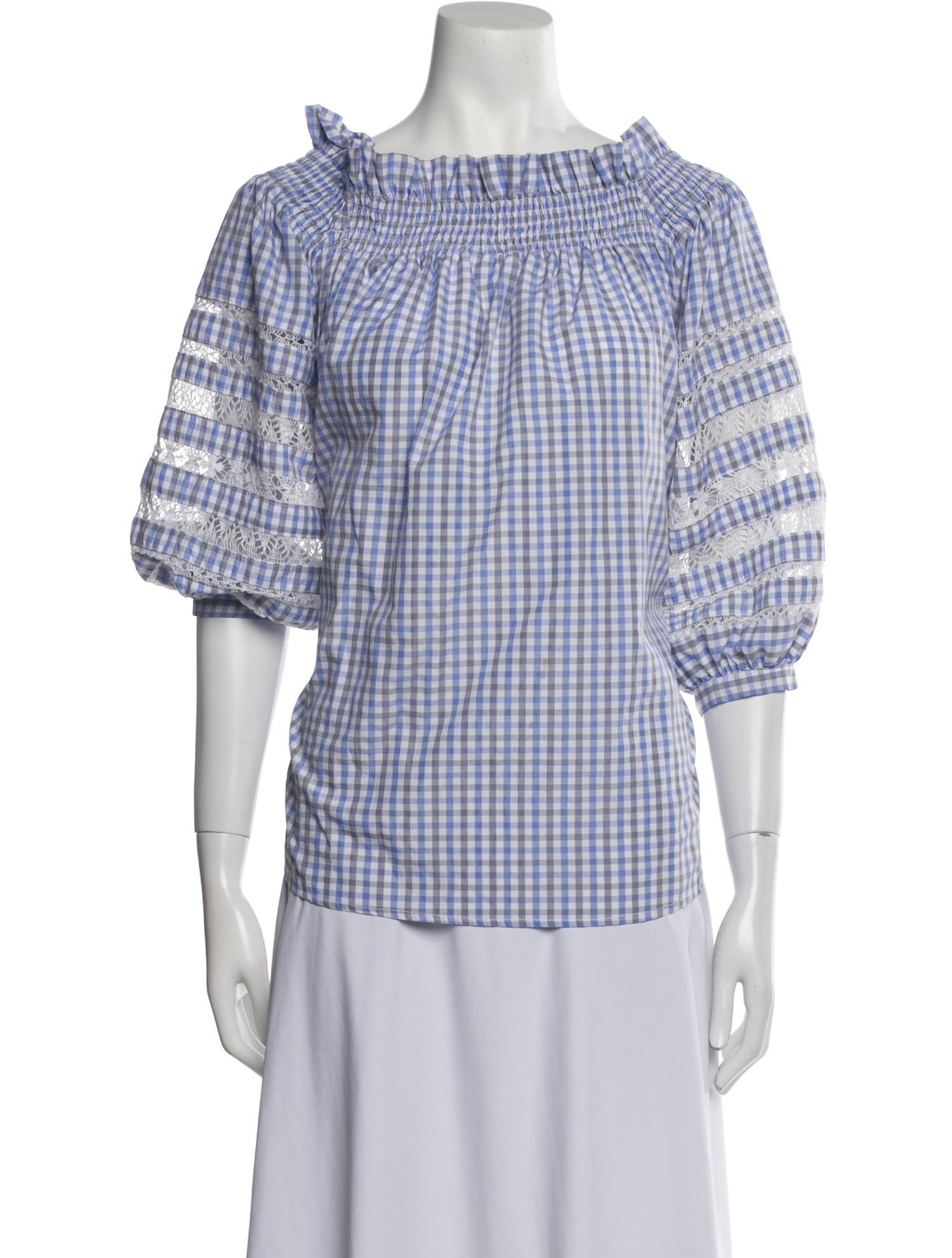 Mi Golondrina Plaid Print Scoop Neck Top