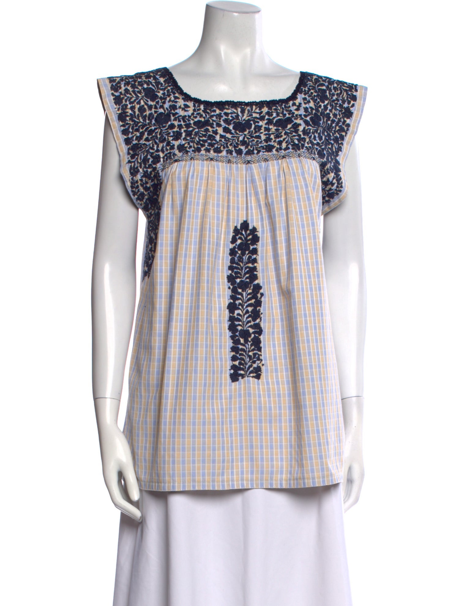 Mi Golondrina Printed Square Neckline Top