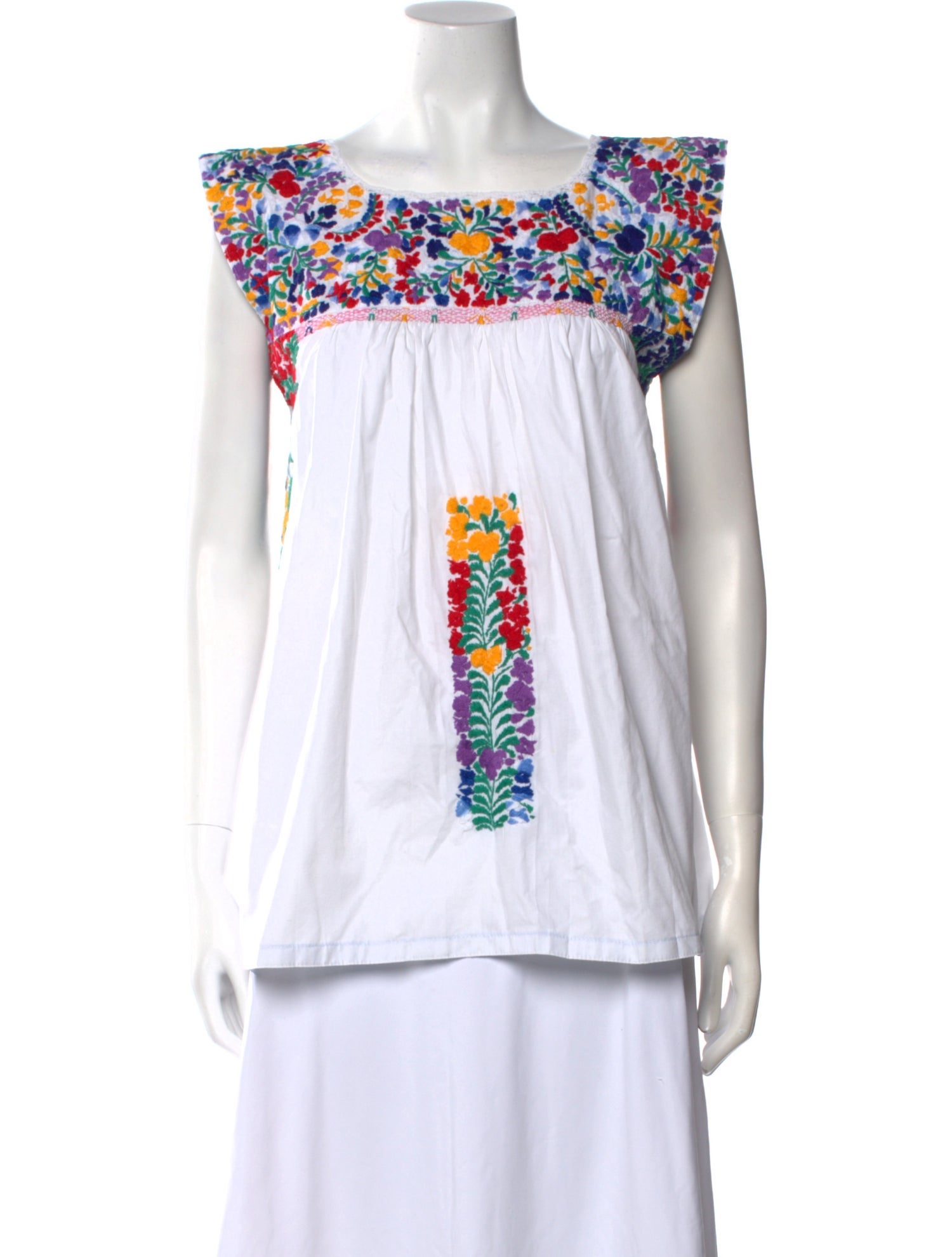 Mi Golondrina Printed Scoop Neck Top