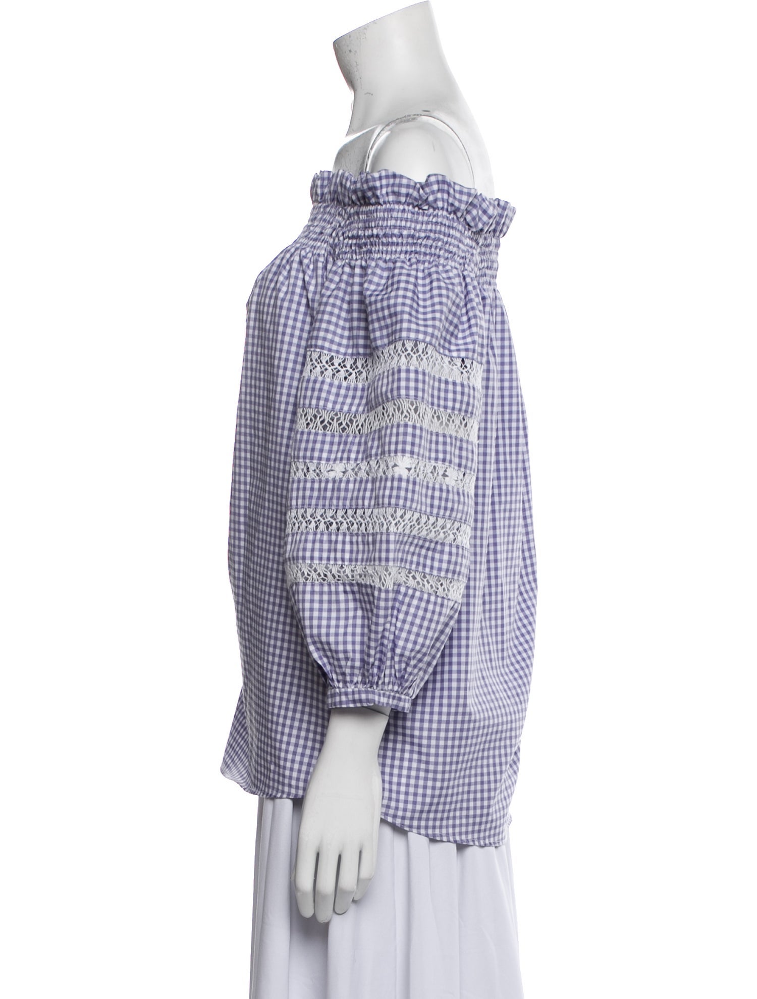 Mi Golondrina Plaid Print Off-The-Shoulder Blouse