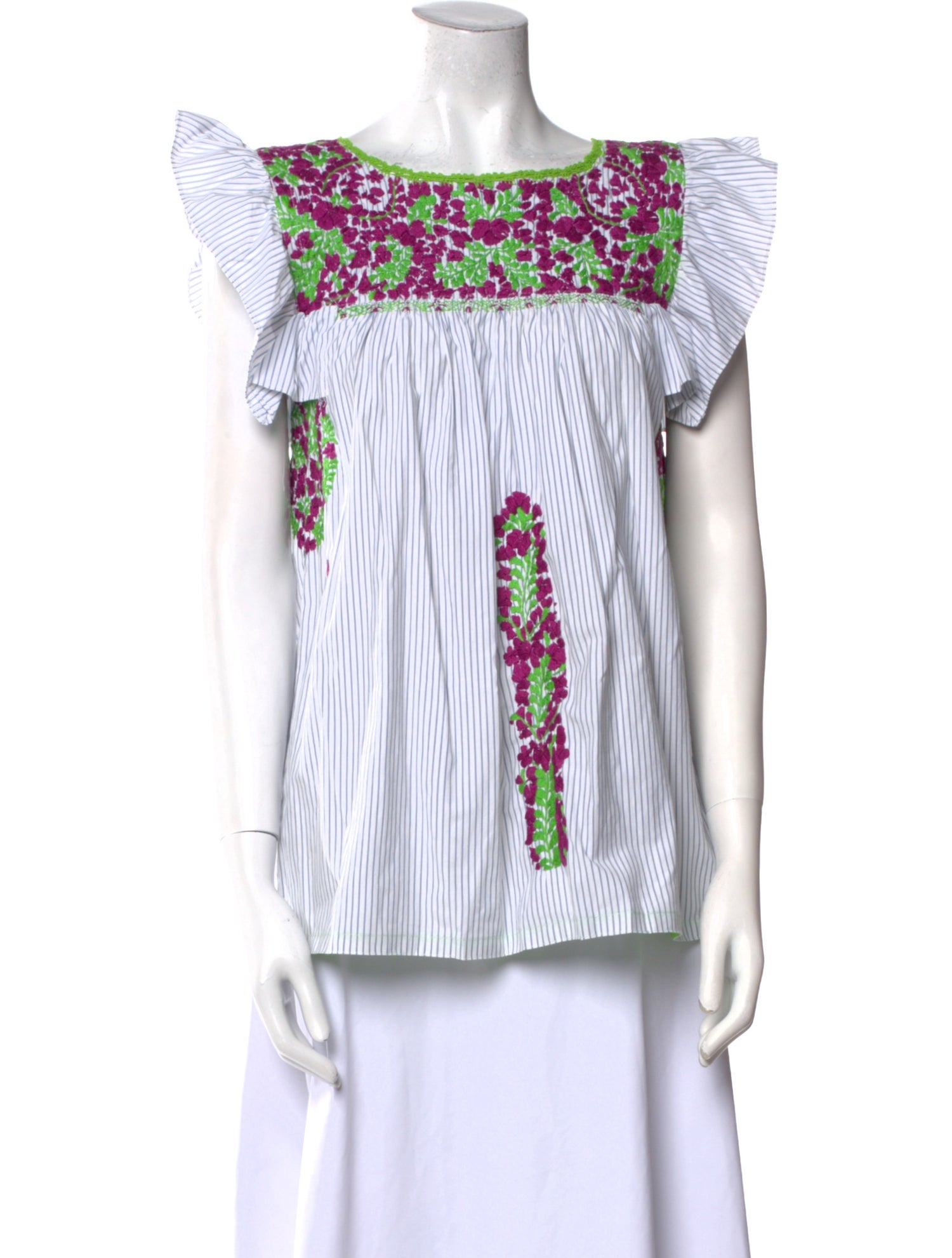 Mi Golondrina Striped Scoop Neck Top