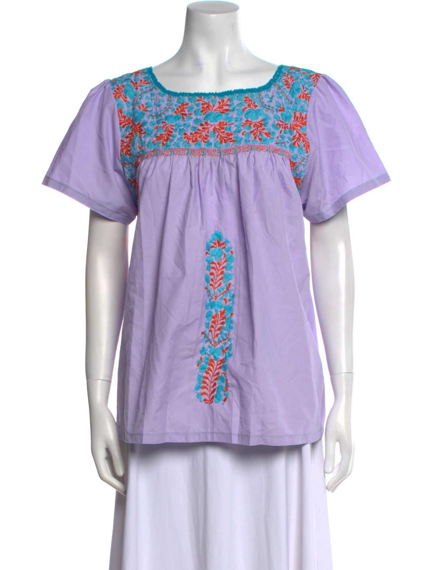 Mi Golondrina Printed Crew Neck Top