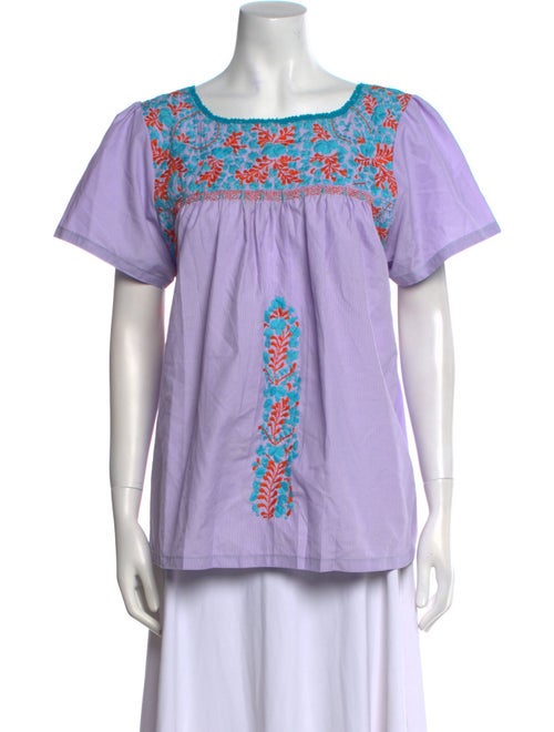 Mi Golondrina Printed Crew Neck Top