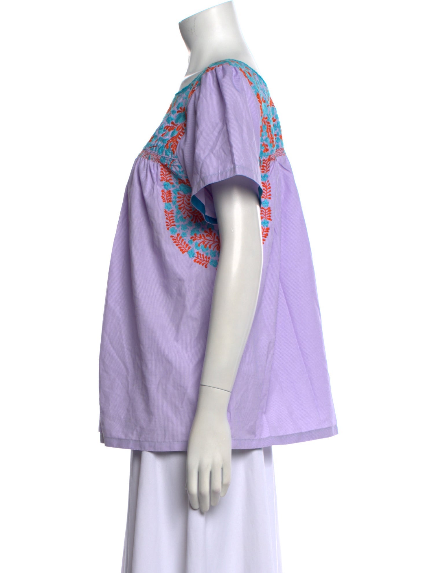 Mi Golondrina Printed Crew Neck Top