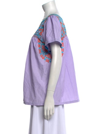 Mi Golondrina Printed Crew Neck Top