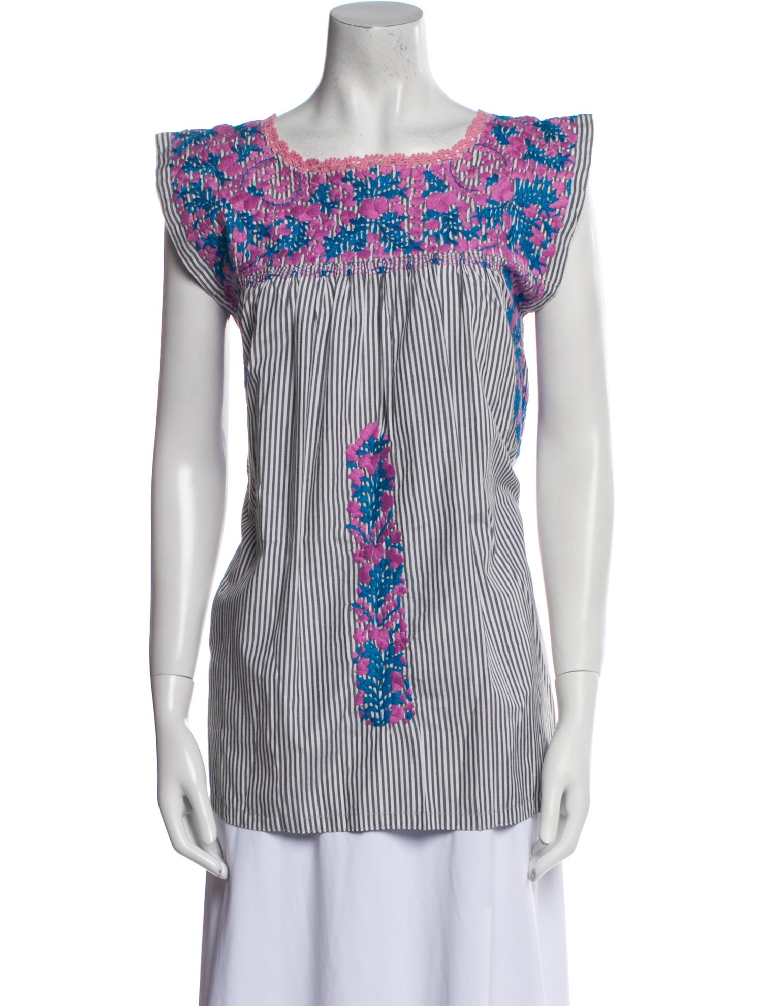 Mi Golondrina Striped Square Neckline Top