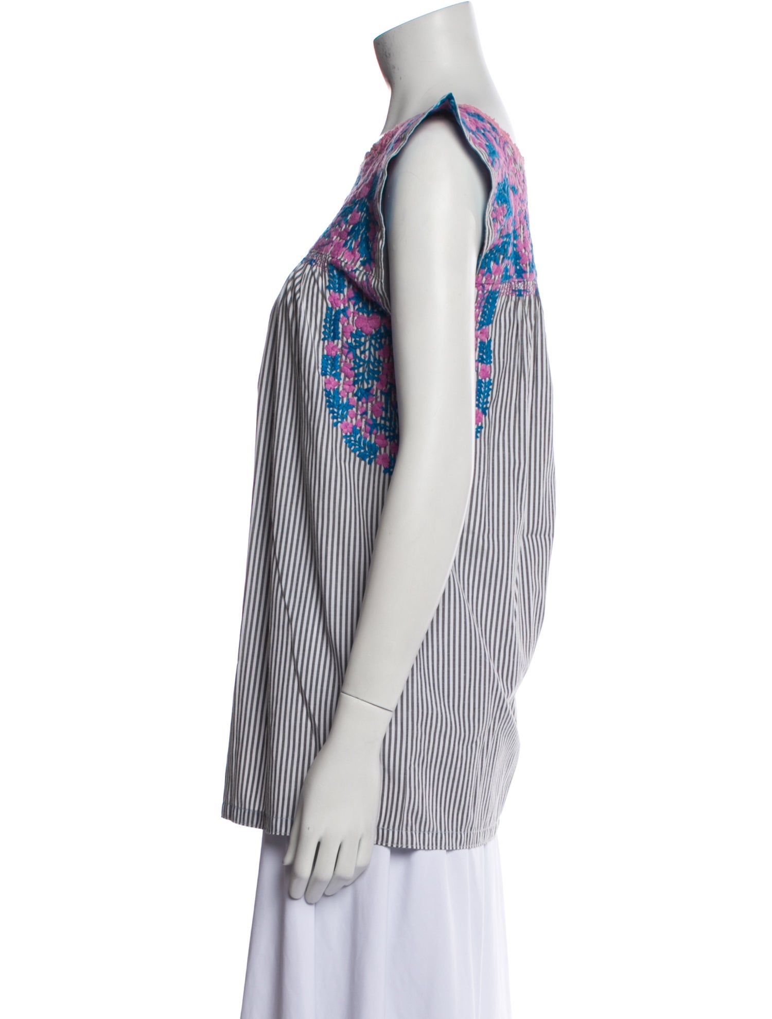 Mi Golondrina Striped Square Neckline Top