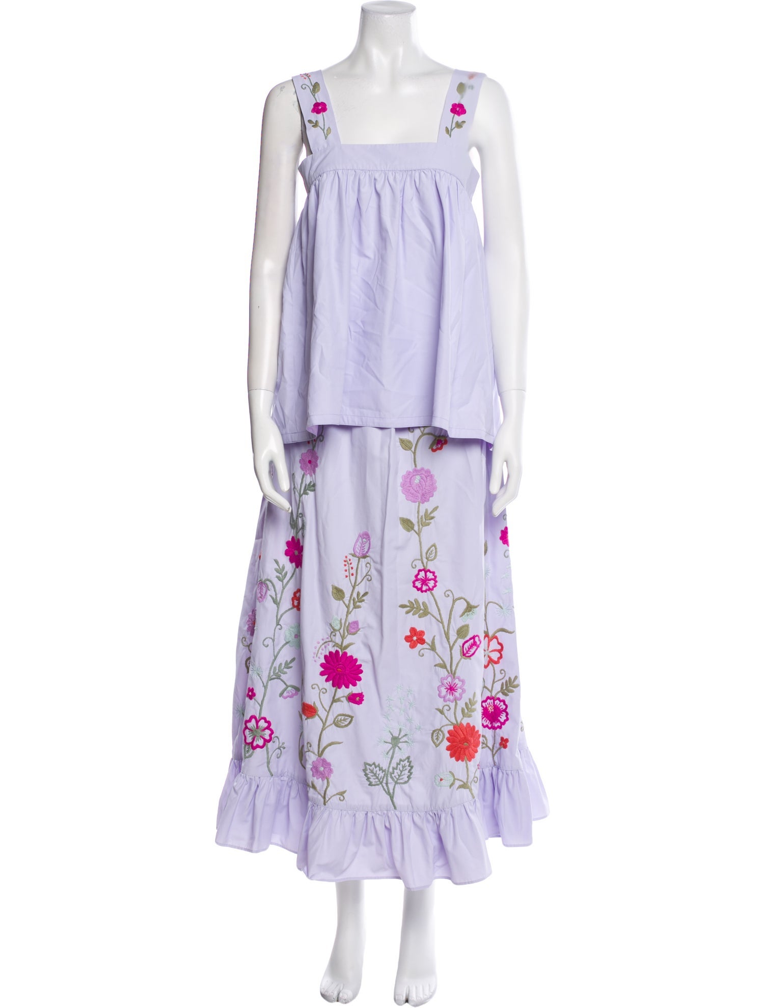 Mi Golondrina Printed Keyhole Accent Skirt Set