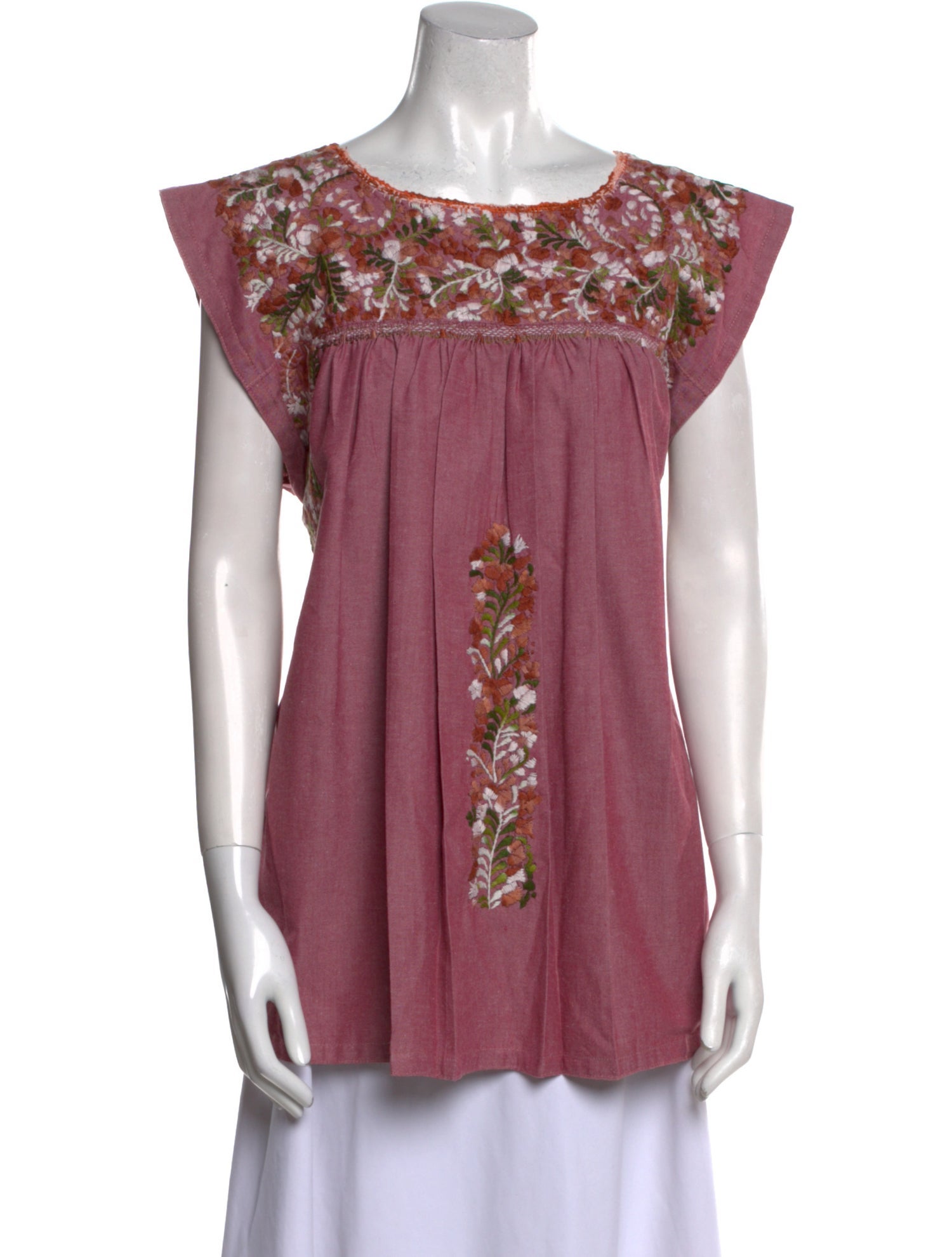 Mi Golondrina Floral Print Scoop Neck Blouse