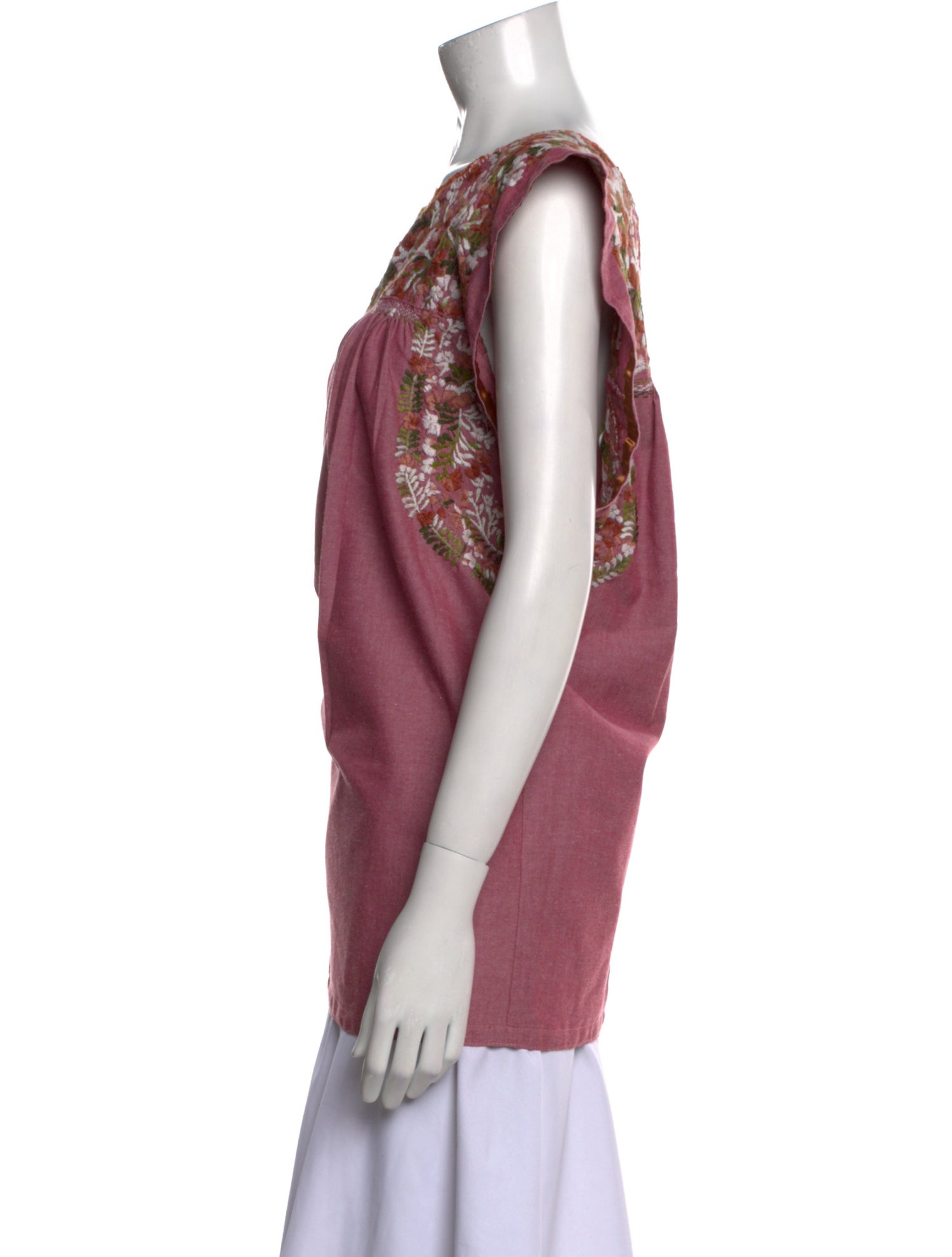 Mi Golondrina Floral Print Scoop Neck Blouse