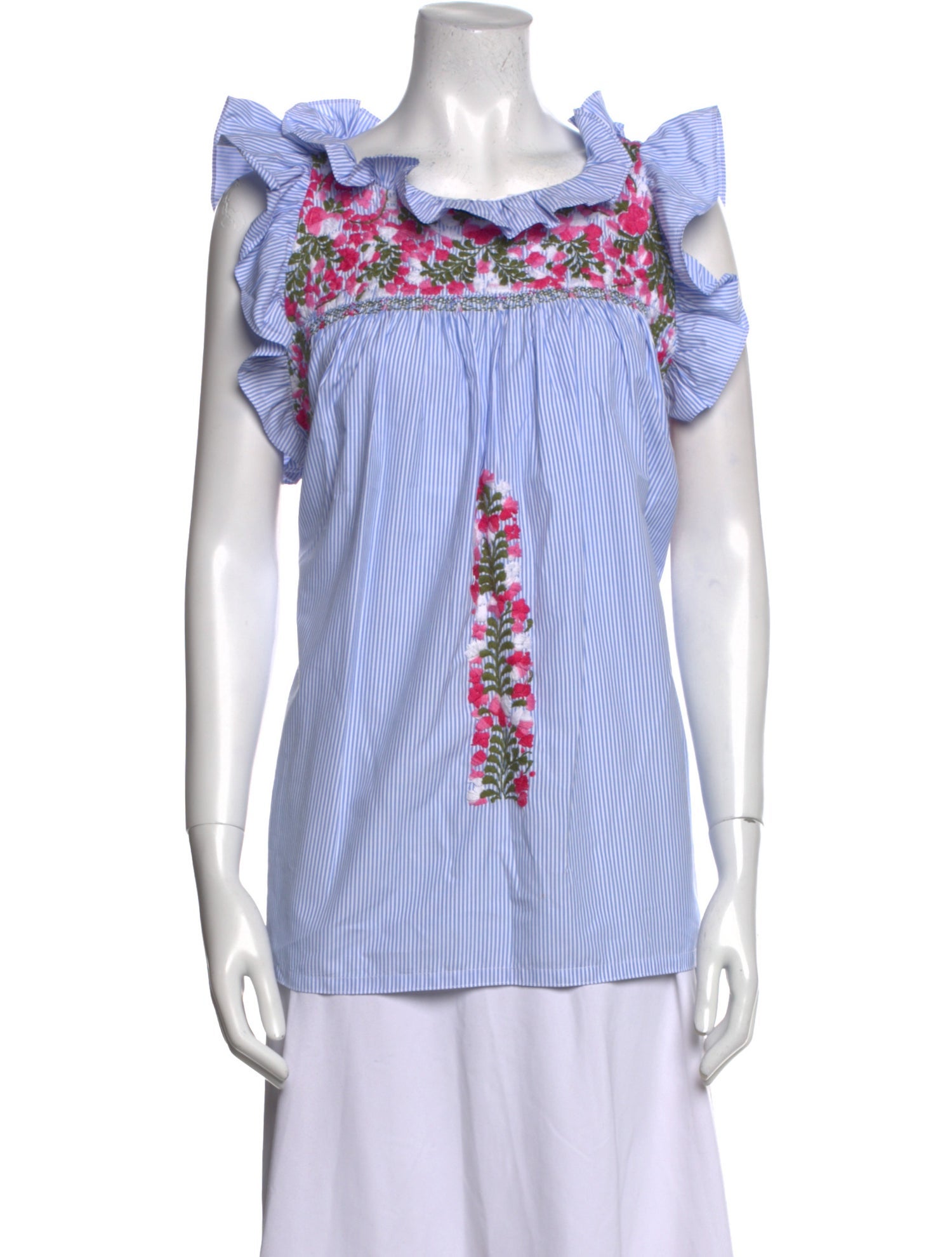 Mi Golondrina Striped Square Neckline Top