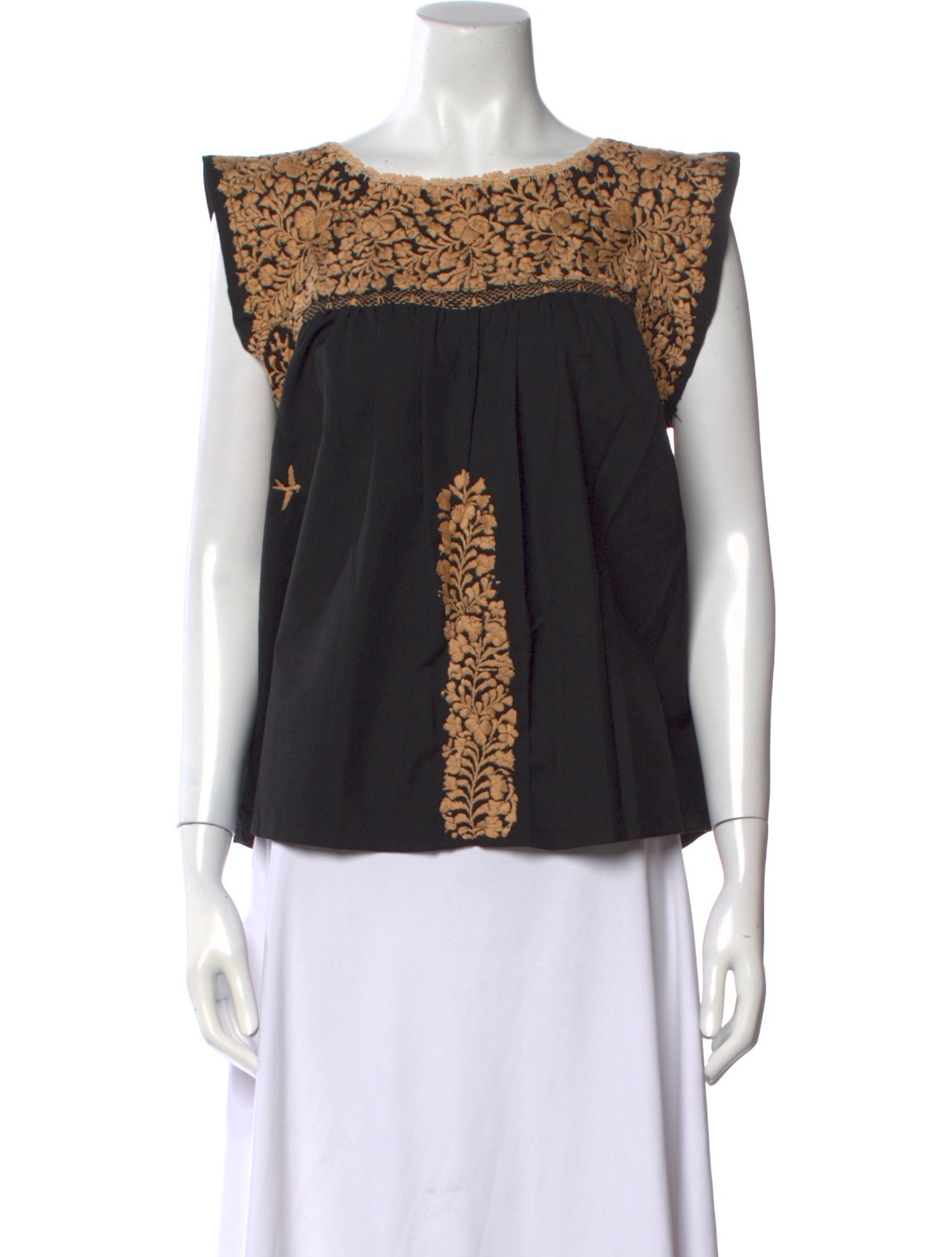 Mi Golondrina Printed Scoop Neck Top