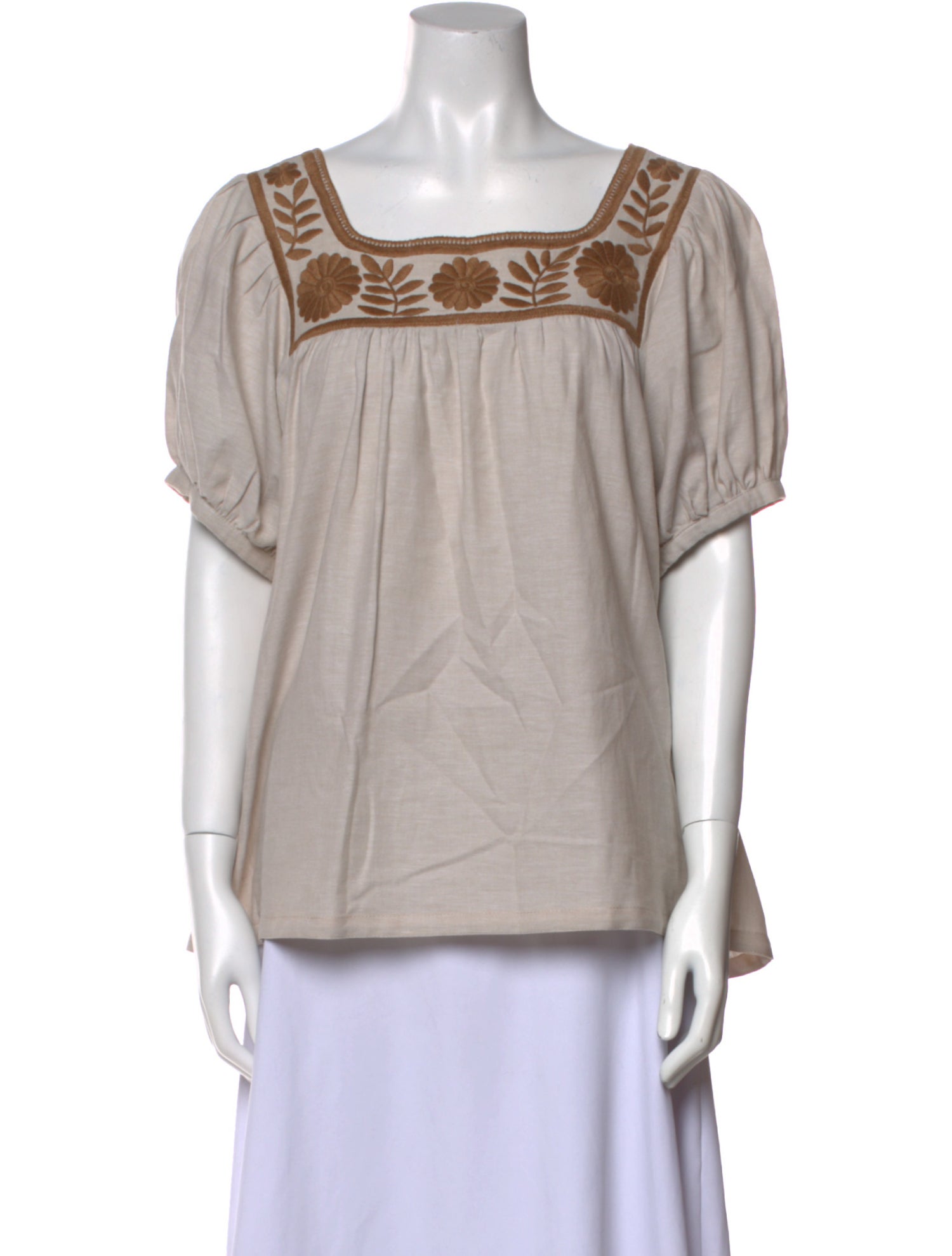 Mi Golondrina Square Neckline Short Sleeve Blouse