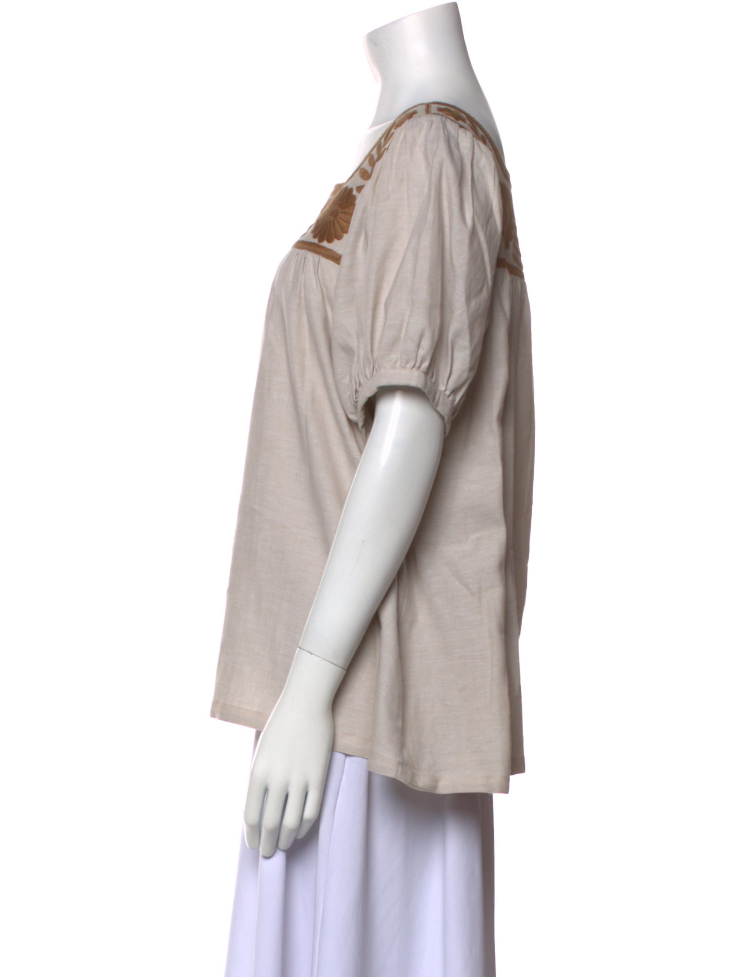 Mi Golondrina Square Neckline Short Sleeve Blouse