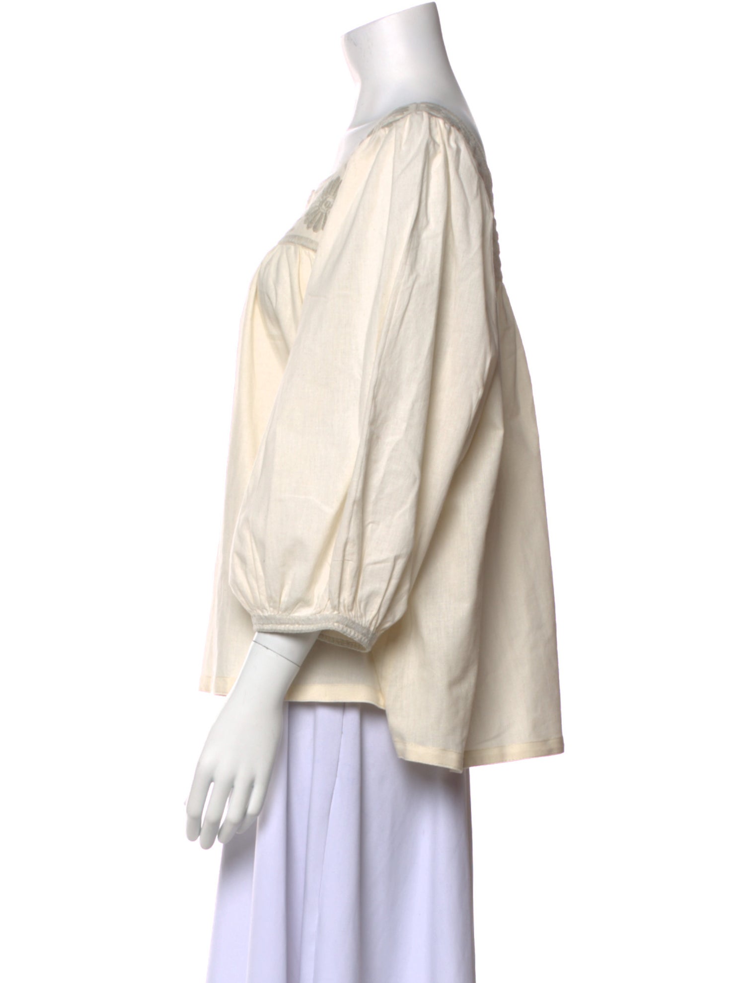 Mi Golondrina Square Neckline Three-Quarter Sleeve Blouse