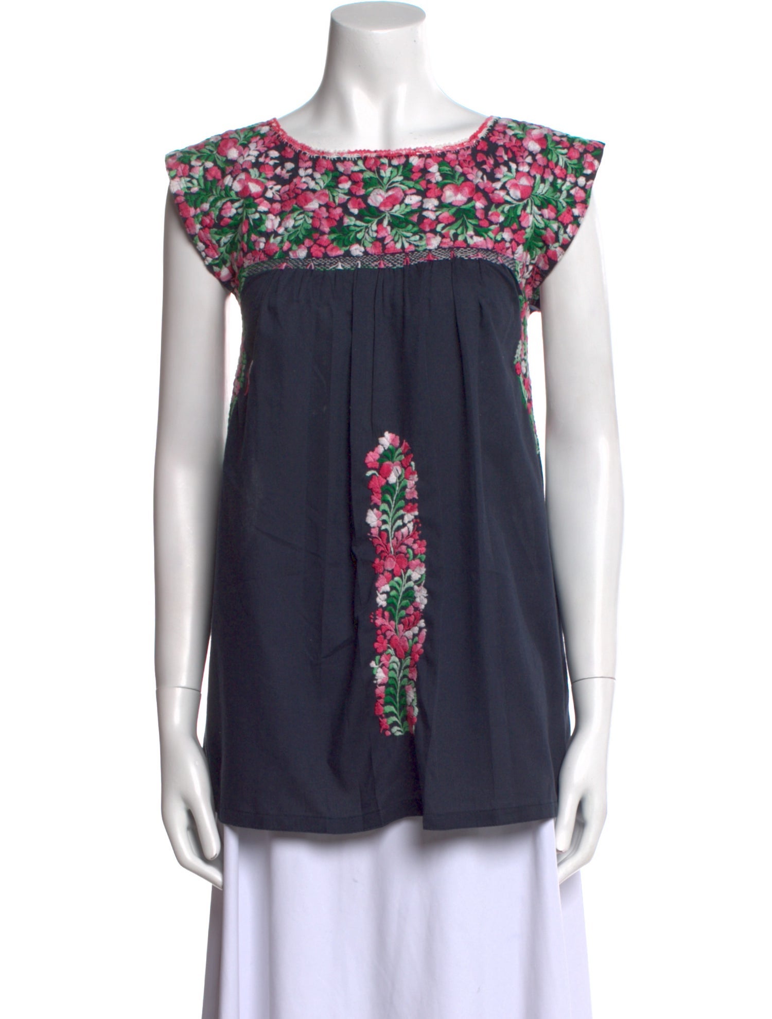 Mi Golondrina Floral Print Bateau Neckline Tunic