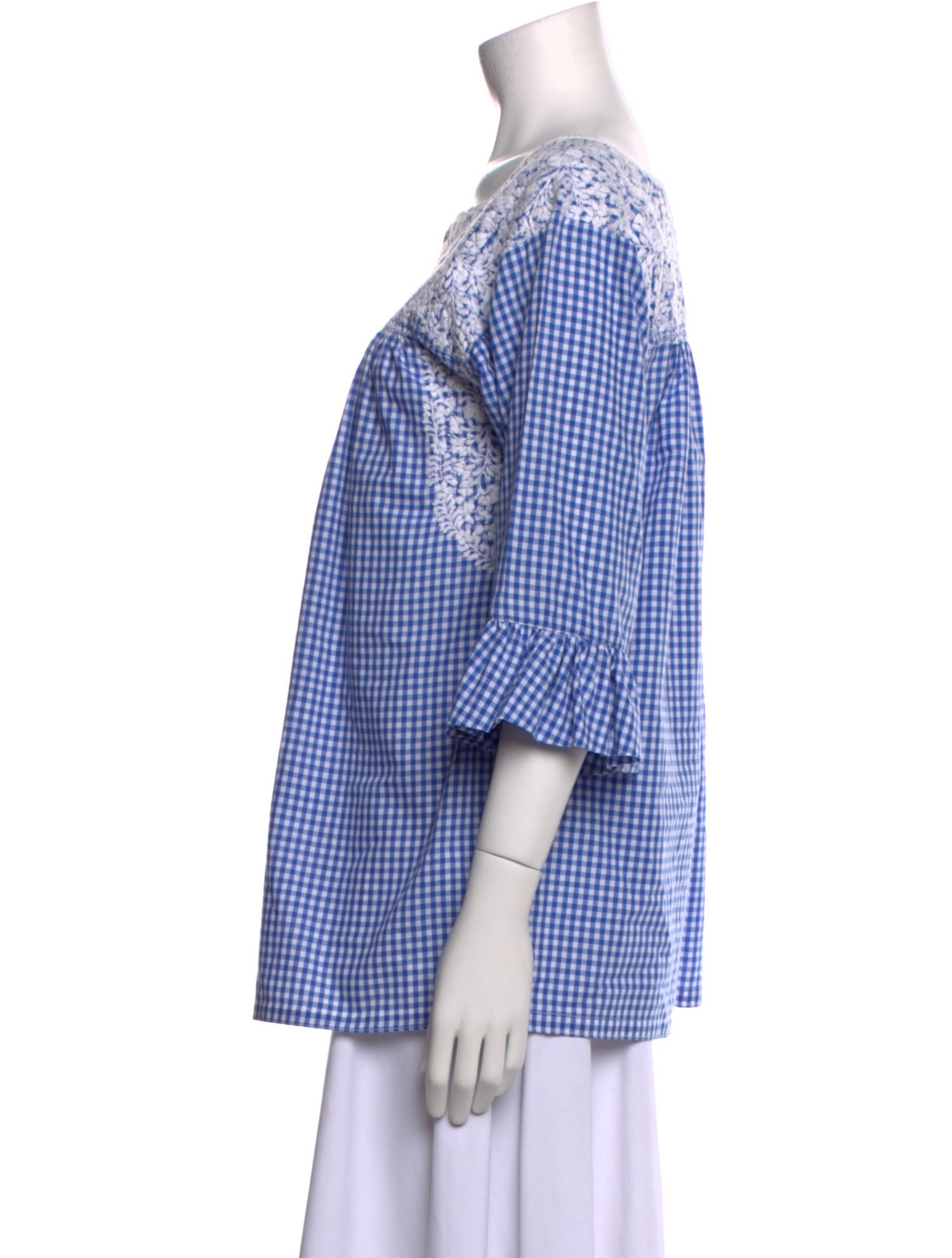 Mi Golondrina Plaid Print Square Neckline Tunic