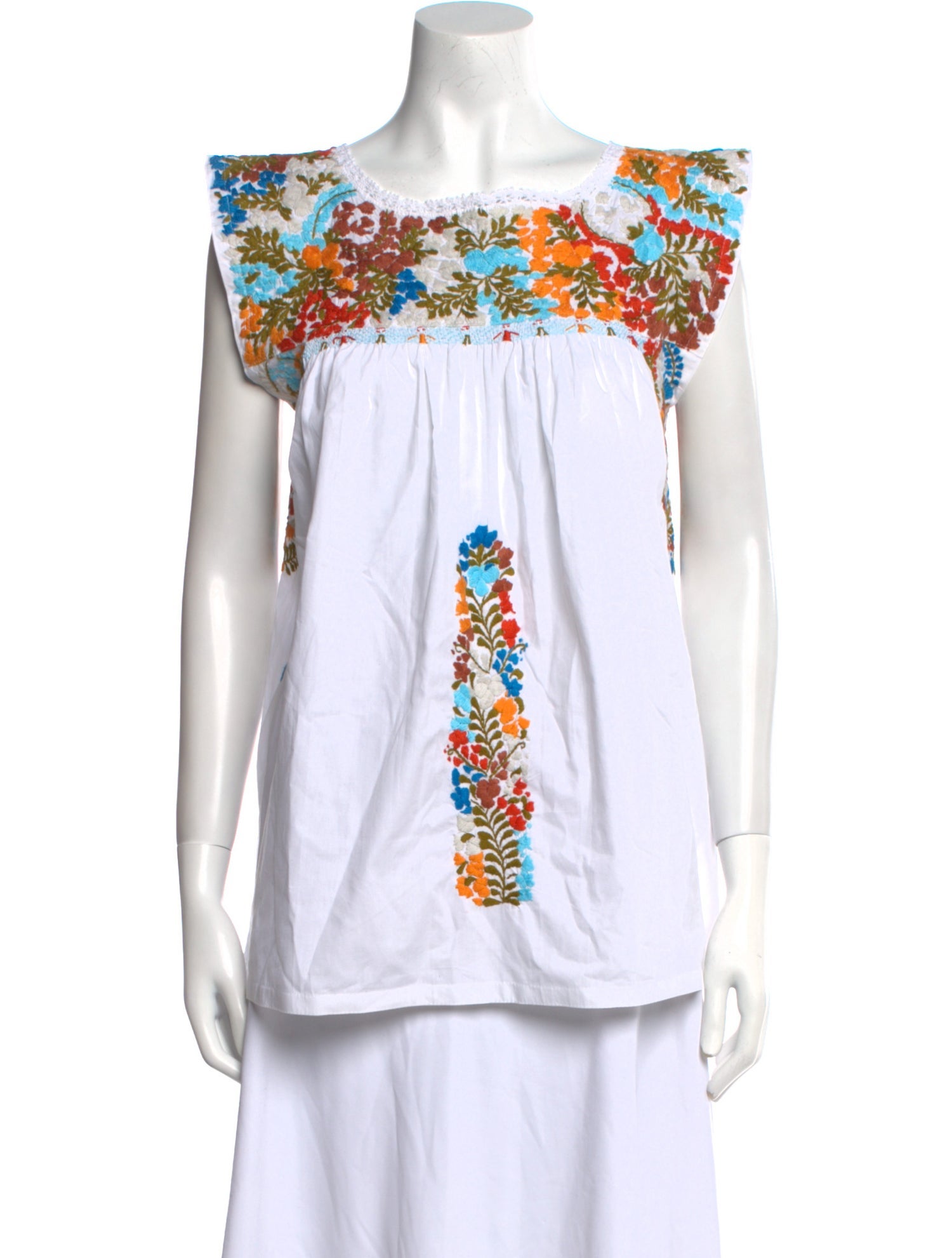 Mi Golondrina Printed Scoop Neck Blouse