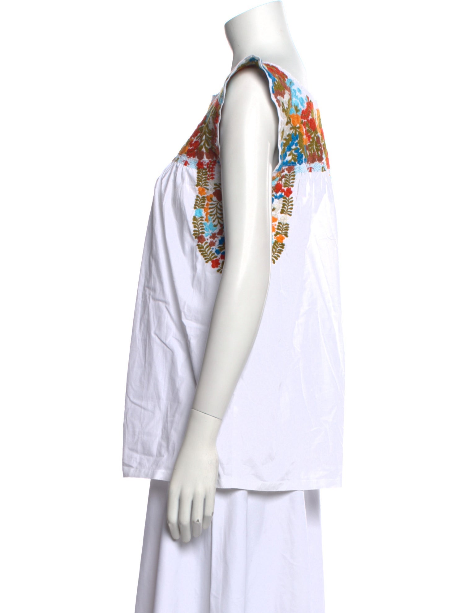 Mi Golondrina Printed Scoop Neck Blouse