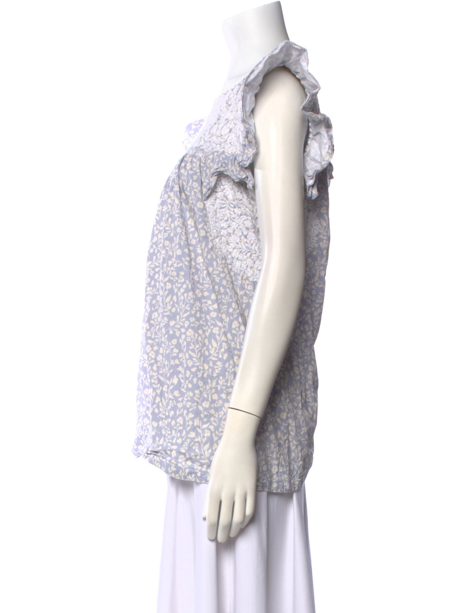 Mi Golondrina Floral Print Bateau Neckline Blouse