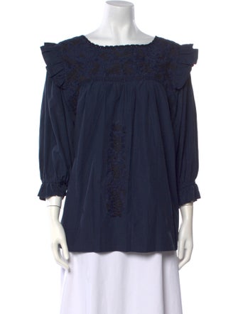 Mi Golondrina Off-The-Shoulder Three-Quarter Sleeve Blouse