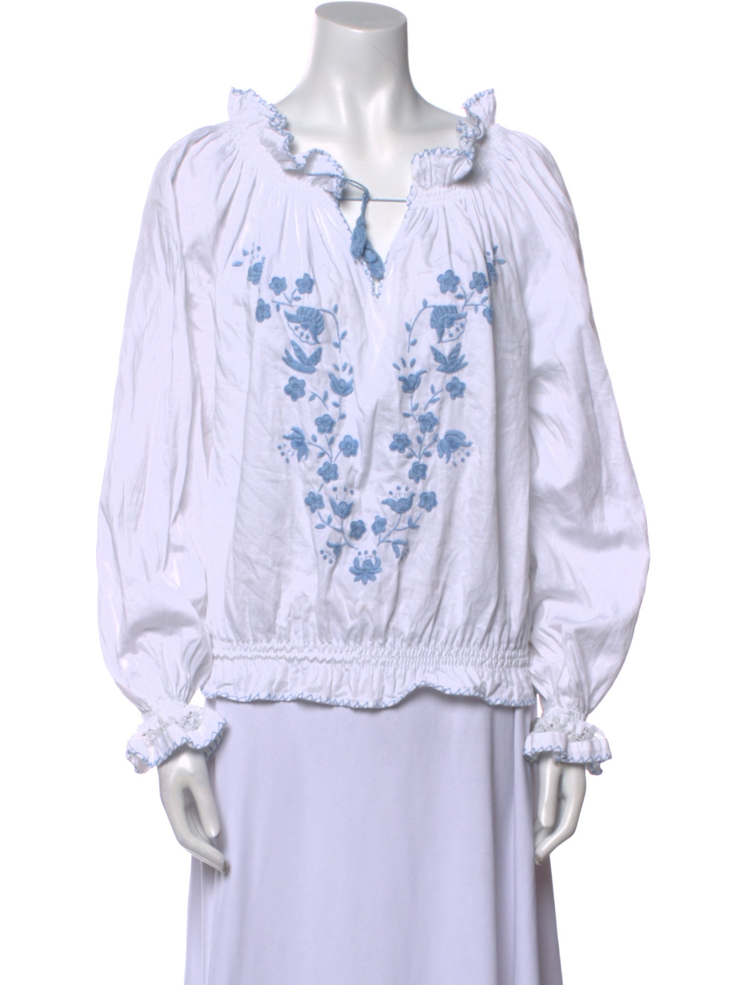 Mi Golondrina Printed V-Neck Blouse