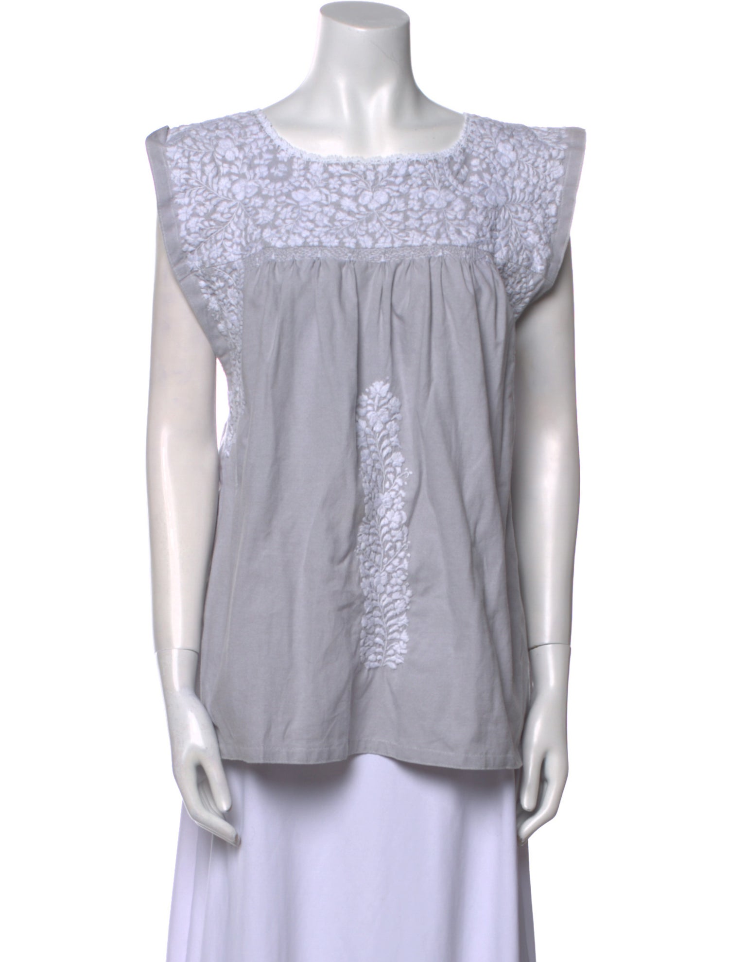 Mi Golondrina Bateau Neckline Sleeveless Blouse