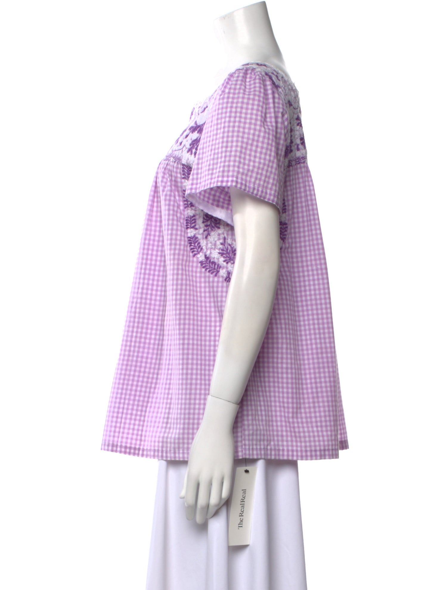 Mi Golondrina Plaid Print Square Neckline Top